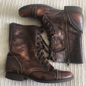 Steve Madden Brown Leather “Troopa” Combat Boots